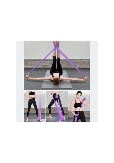 Pilates Bandı, 120x15 Cm, Mor Renk, Egzersiz İçin Açık Bej