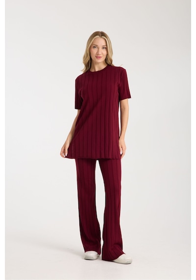 Çizgili Relax Fit İkili Takım Dnv-000019 Bordo