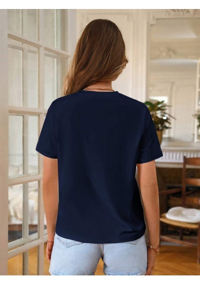 Uyguntarz Unisex Jean Desenli Kalp Tasarım Basklı Tshirt Lacivert