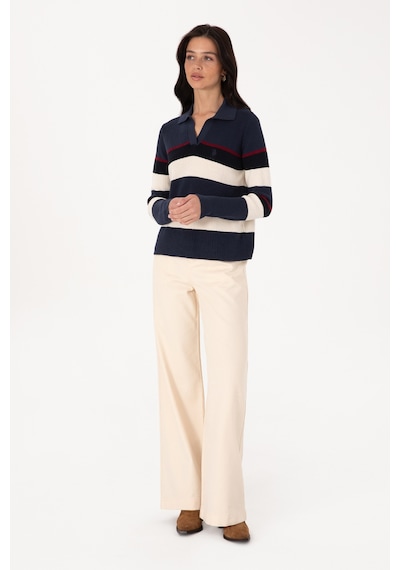 U.S. Polo Assn. Kadın Krem Loose Fit Kanvas Pantolon 50309351-VR256