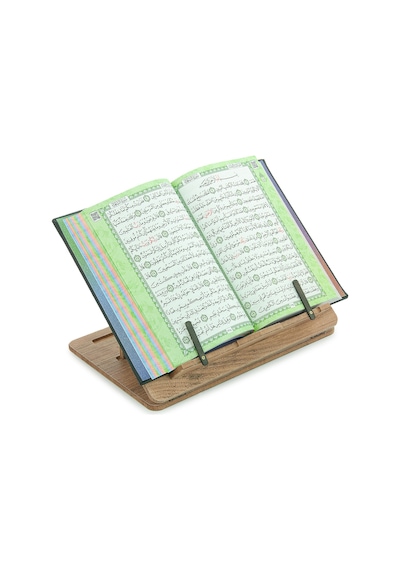 Masaüstü Kademeli Ayarlanabilir Allah Yazılı Sayfa Tutucu Aparatlı Ahşap Rahle, Katlanabilir Tablet Standı
