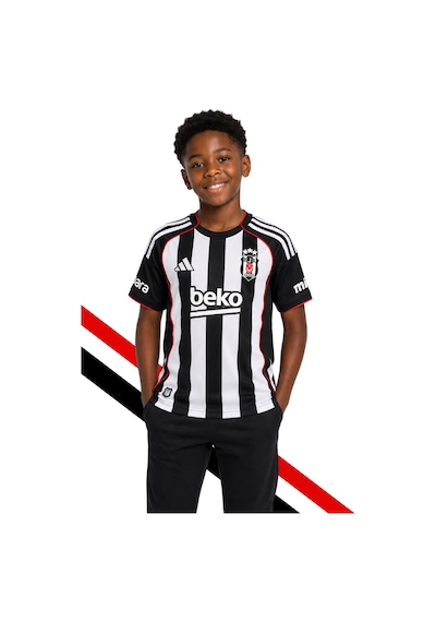 Lisanslı Adidas Beşiktaş Forma 25-26 Sezon Çubuklu Çocuk Forması Uv Baskı Kutu Siyah-beyaz