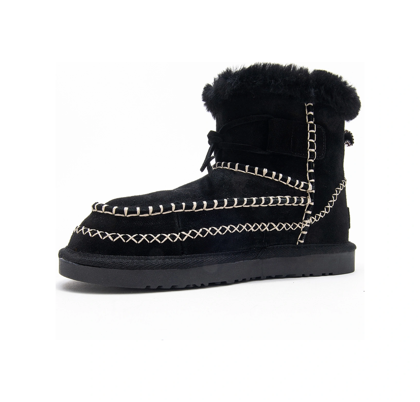 Luvishoes Luvi Shoes Jorel Siyah Süet Hakiki Deri Dikişli Kürklü Kadın Bot Siyah Süet