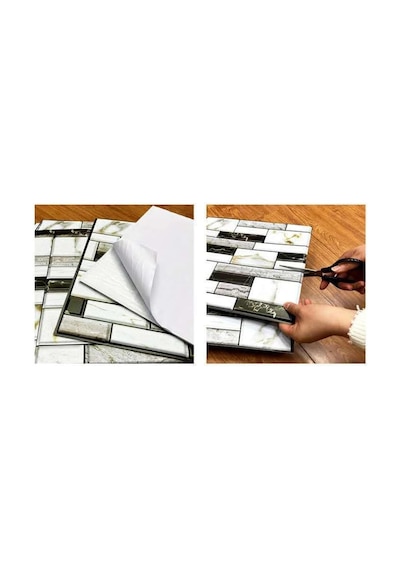 3d Mermer Görünümlü Kendinden Yapışkanlı Duvar Sticker Çokrenkli