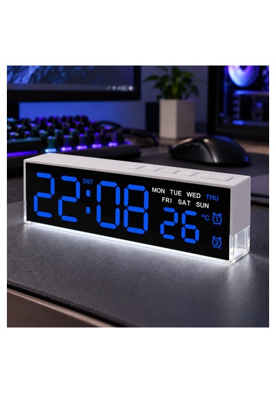 Akıllı Led Dijital Masa Saati Lacivert Renk