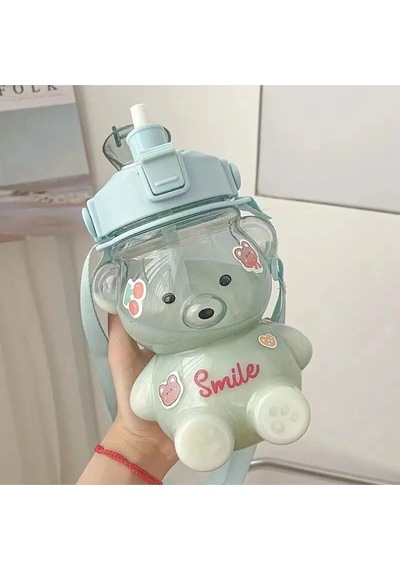 Çocuk Pinterest Ayıcıklı Matara 1000 Ml Su, İçecek Matarası, Suluk, Okul, Ofis, Seyahat, Bpa İçermez Diğer
