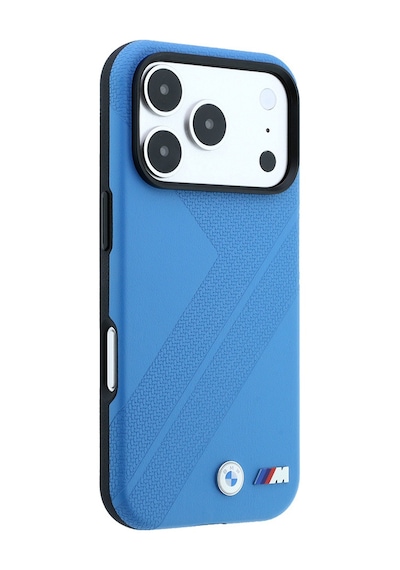 Apple Uyumlu iPhone 18 Pro Uyumlu Kılıf Bmw Lisanslı M-safe Özellikli M Logolu Lastik İzi Desenli Kapak Mavi