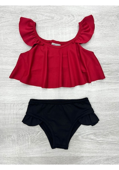 My Kids Wear Fırfır Detaylı 2 Li Mayo Takım Bordo