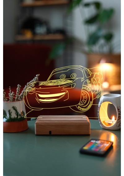 Şimşek Mcqueen Araba 16 Renk Kumandalı 3d Gece Lambası