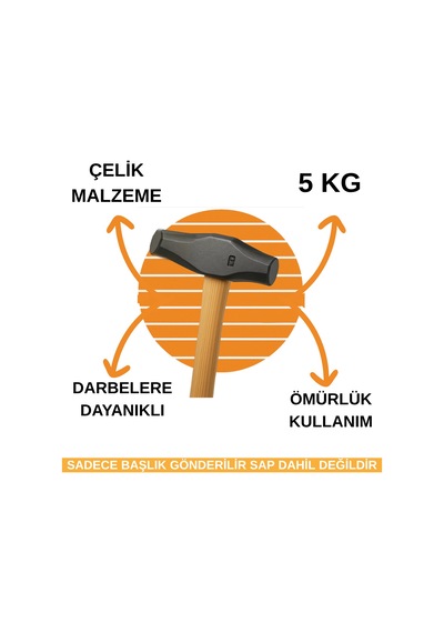 5kg Çelik Uçlu Balyoz Yassı Yassı Profesyonel Balyoz Başlığı