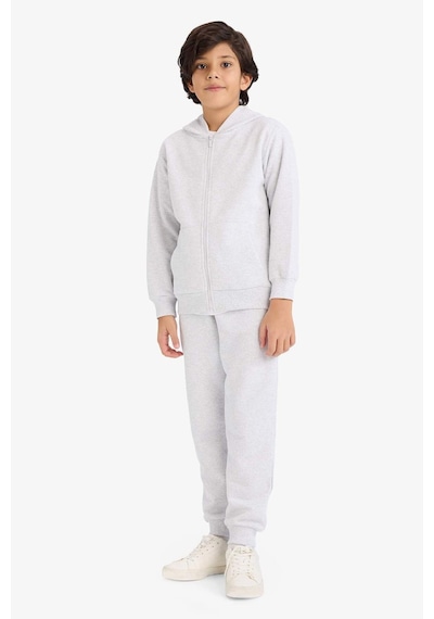 Defacto Erkek Çocuk Kapüşonlu Pike Fermuarlı Sweatshirt B6503a826spgr157 Gri-gr157