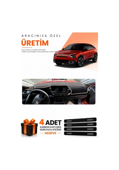 Cıtroen C4 Displaysiz 2020-2026 Uyumlu Torpido Koruma Örtüsü Oto Kılıfı - Siyah Bej