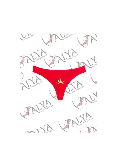 Alya Underwear Yeni Yıl Temalı Baskılı String, Kırmızı Tanga Külot Aşk Tanrısı Tekli Paket Kırmızı At Baskılı