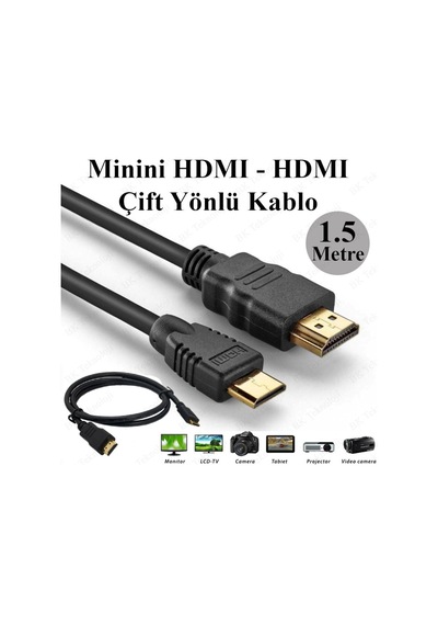 Mini Hdmı-Hdmı Yüksek Çözünürlüklü Tablet Video Kablosu 1.5 Metre
