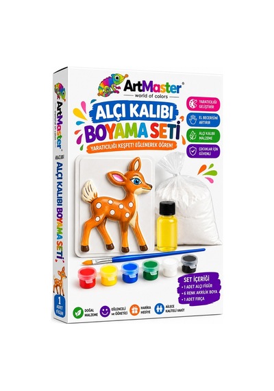 Alçı Kalıbı Boyama Seti K08 1 Paket Alçı Tozu Yağ 6 Renk Boya Fırça İş Eğitimi Seramik Okul Sınıf Resim