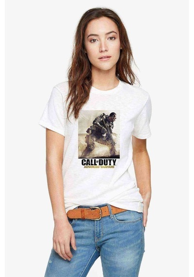 Call Of Duty5 Baskılı Beyaz Kadın Tshirt