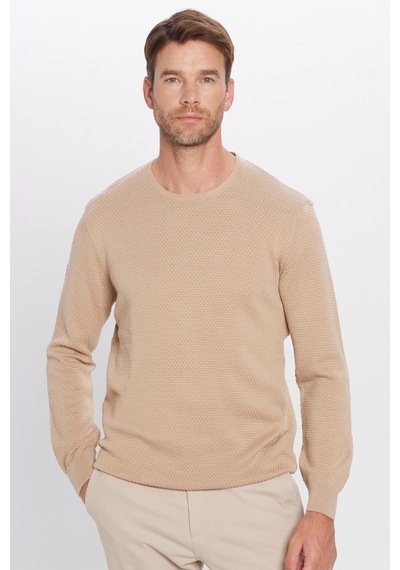 Tudors Erkek Slim Fit Dar Kesim Bisiklet Yaka Petek Desenli Taş Triko Kazak-25836 Taş - Ekru Tudors Erkek Slim Fit Dar Kesim Bisiklet Yaka Petek Desenli Taş Triko Kazak-25836 Taş - Ekru