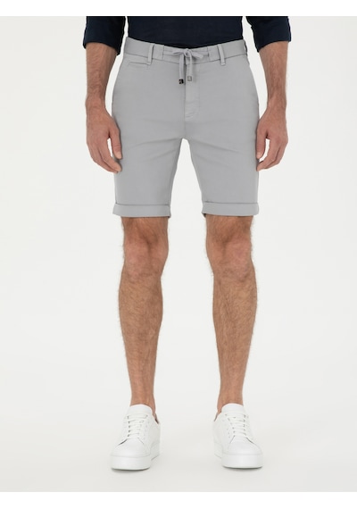 Cacharel Gri Regular Fit Beli Bağcıklı Şort