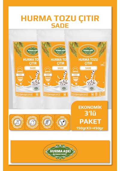 Hurma Aşkı Hurma Tozu Çıtır Sade 150grx3 450gr