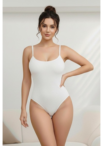 Zıbın String Model Toparlayıcı Çıtçıtlı Body Korse 9052 Beyaz
