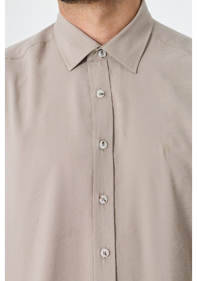 White Stone Krem Rengi Dynamic Fit Uzun Kollu Erkek Gömlek