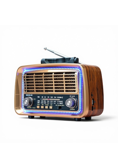 Rt-610 Nostaljik Güneş Panelli Radyo,ledli Trend Tasarım Bluetooth Nostalji Radyo