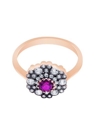 Diamond Line - Gülaylar - Altın 14 Ayar Elmas Görünümlü Yüzük (532068912)