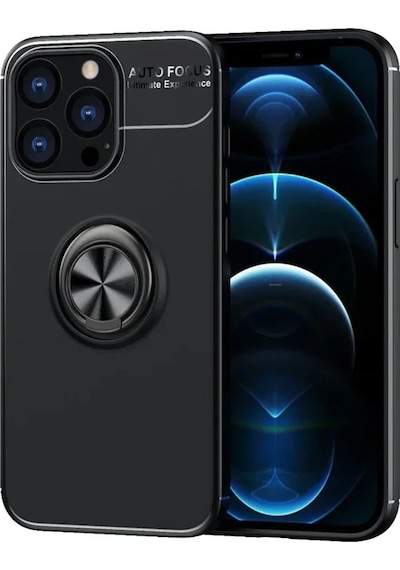 Apple, Uyumlu iPhone 13 Pro Kılıf Range Yüzüklü Silikon - Siyah