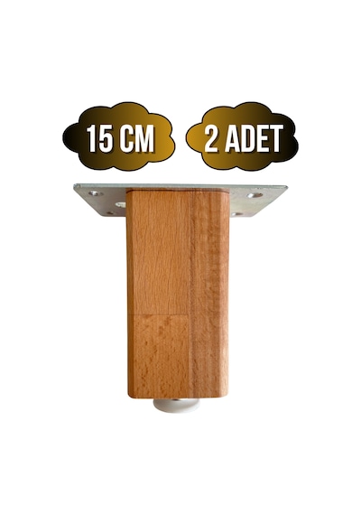 Kale Ayarlı Ahşap Ayak Mobilya Masa Ve Dolap Ayağı Kayın Kayın/gürgen Ağacı 15cm 2 Adet Ahşap Rengi