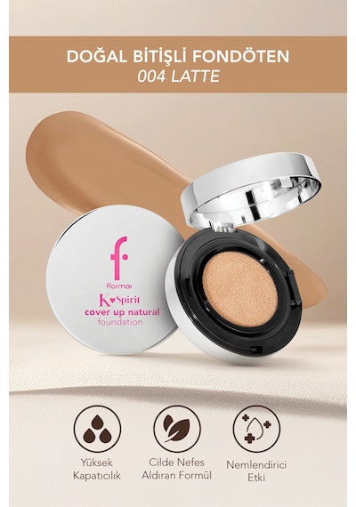 Flormar K-Spirit Cover Up Yüksek Kapatıcı & Uzun Süre Kalıcı Doğal Bitişli Fondöten 004 Latte
