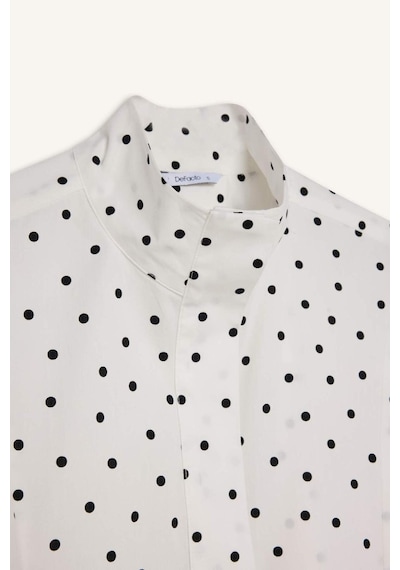 Defacto Regular Fıt Puantiye Poplin Uzun Kollu Tunik H0675ax26spwt32 Beyaz-wt32