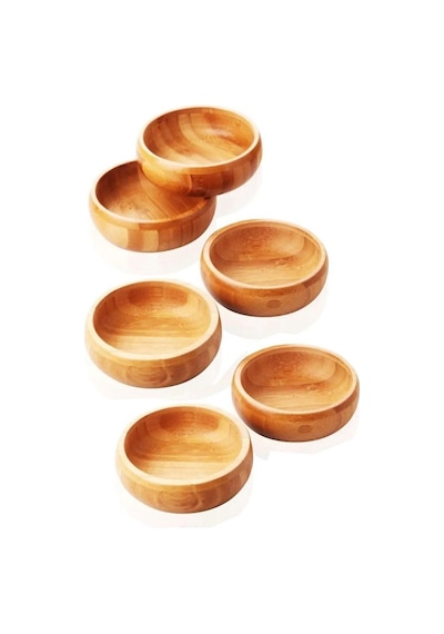 Bambu Yuvarlak 6 Lı Lüks Çerezlik 9,5 X 3 Cm 001 Siyah