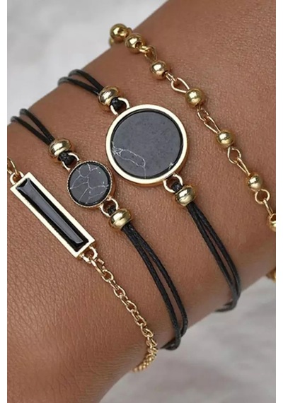 Gogoey Kadın Bilekliği Bayan Takı Rose Gold Trend Hediye Şık 4'lü Rb44 Çok Renkli
