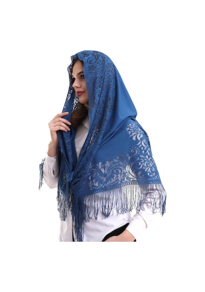 Narin Pamuk Tül Şal Lacivert 60x160