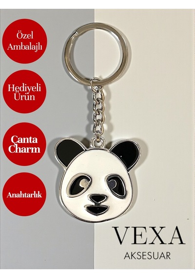 Panda Figürlü Metal Anahtarlık Çanta Süsü Hediyelik Özel Ambalajlı Ve Hediyeli Ürün