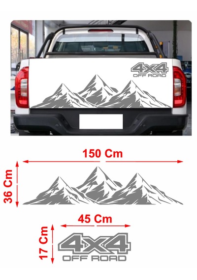 4x4 Ve Dağ Sticker - Off Road 4x4 Dağ Araba Oto Kamyonet Araba Cam Arka Bagaj Oto Sticker - 00124 150x36cm 45x17cm