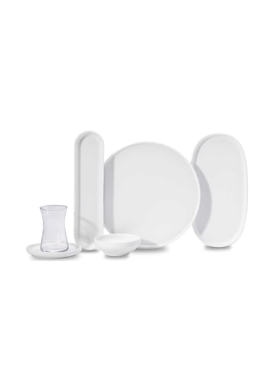 Korkmaz A8700-1 Luna Collection 25 Parça Porselen Kahvaltı Takımı Beyaz