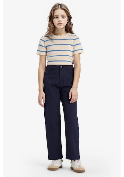 Defacto Kız Çocuk Straight Fit Geniş Bol Paça Cepli Pamuklu Okul Pantolonu C9471a825aunv253 Lacivert