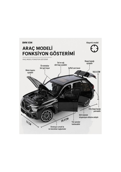 1:18 Bmw X5 M Competition Lisanslı Metal Diecast Model Araba Gri Çok Renkli