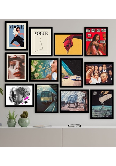 Bk Gift 12 Parça Çerçeve Görünümlü Ahşap Tablo Seti (65X80Cm)-15