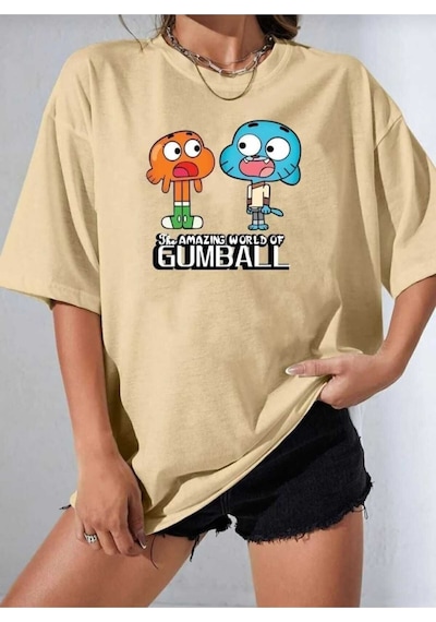 Kozia Outdoors Çizgi Film Karakterleri Baskılı Oversize Basic O Yaka Unisex T-shirt Bej Kozia Outdoors Çizgi Film Karakterleri Baskılı Oversize Basic O Yaka Unisex T-shirt Bej
