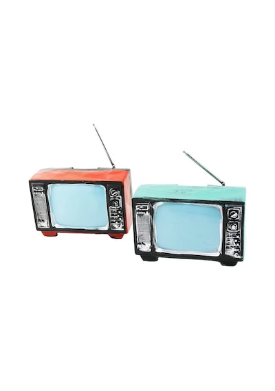 Televizon Vintage Dekoratif Biblo - Kumaraba Renkli 17x11x10.5cm Reçine 5468