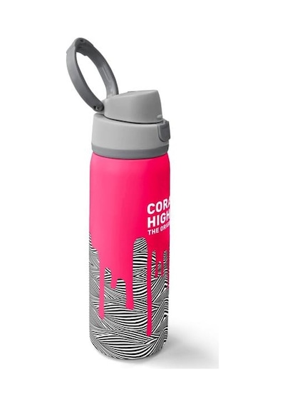 Coral High Kids Pembe Siyah Beyaz Desenli Pipetli Ve Direkt İçim Çelik Termos 800 Ml 38539 Çok Renkli