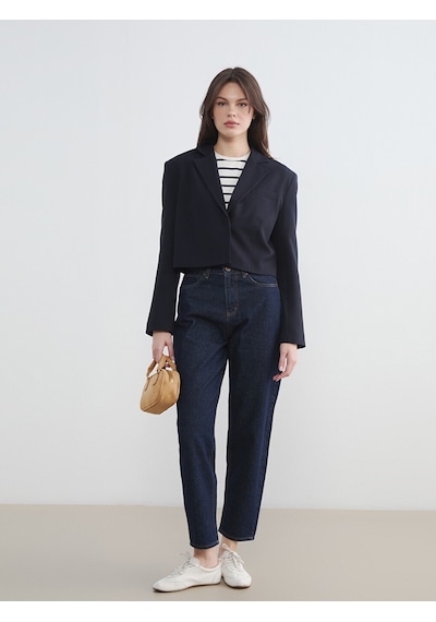 Lcw Vision Lacivert Kadın Crop Blazer Ceket