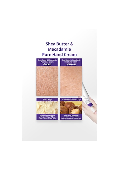 Yoğun Nem Veren Besleyici El Kremi Kundal Shea Butter & Macadamia Pure Hand Cream 50ml White Musk