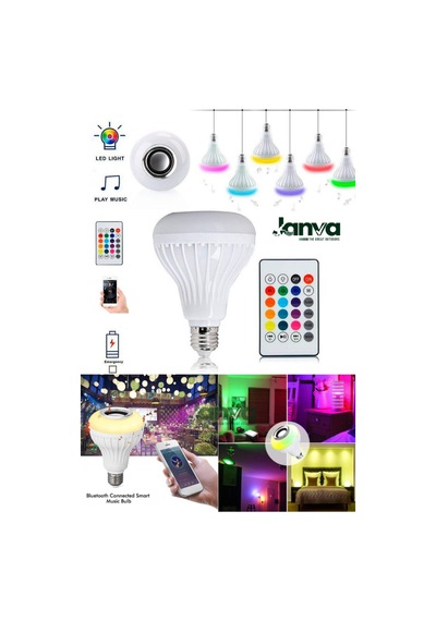 Kumandalı Bluetooth Hoparlörlü Akıllı Rgb Ledli Ampül Müzikli Ampül Ses Bombası