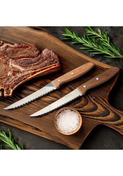 Pirgee 2'li Steak Bıçağı - Kahverengi - 19 Cm Çok Renkli