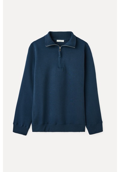 Mudo Erkek Erkek Lacivert Comfort Fit Fermuarlı Dik Yaka Sweatshirt 1264091