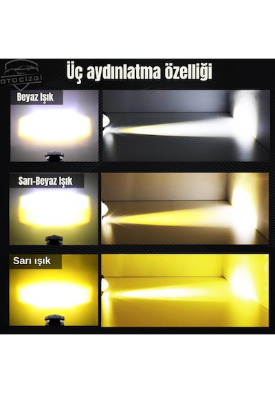 2 Adet Alüminyum Gövdeli Profesyonel Motosiklet / Atv Led Sis Farı - Kelepçeli