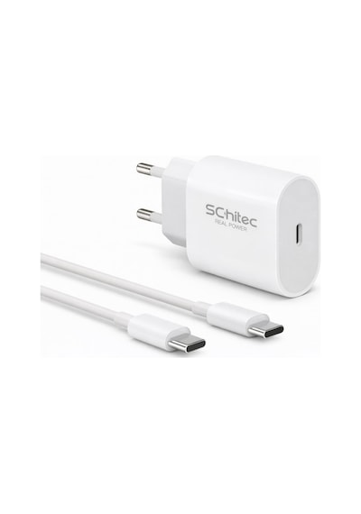 Schitec 25w Type-c Çıkışlı Hızlı Şarj Aleti Type-c To Type-c Kablolu Set Beyaz Sc002 1 Metre